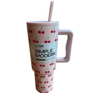 NWT- SIMPLE MODERN 40oz Stainless Steel Trek Tumbler - Cherries on Pink
